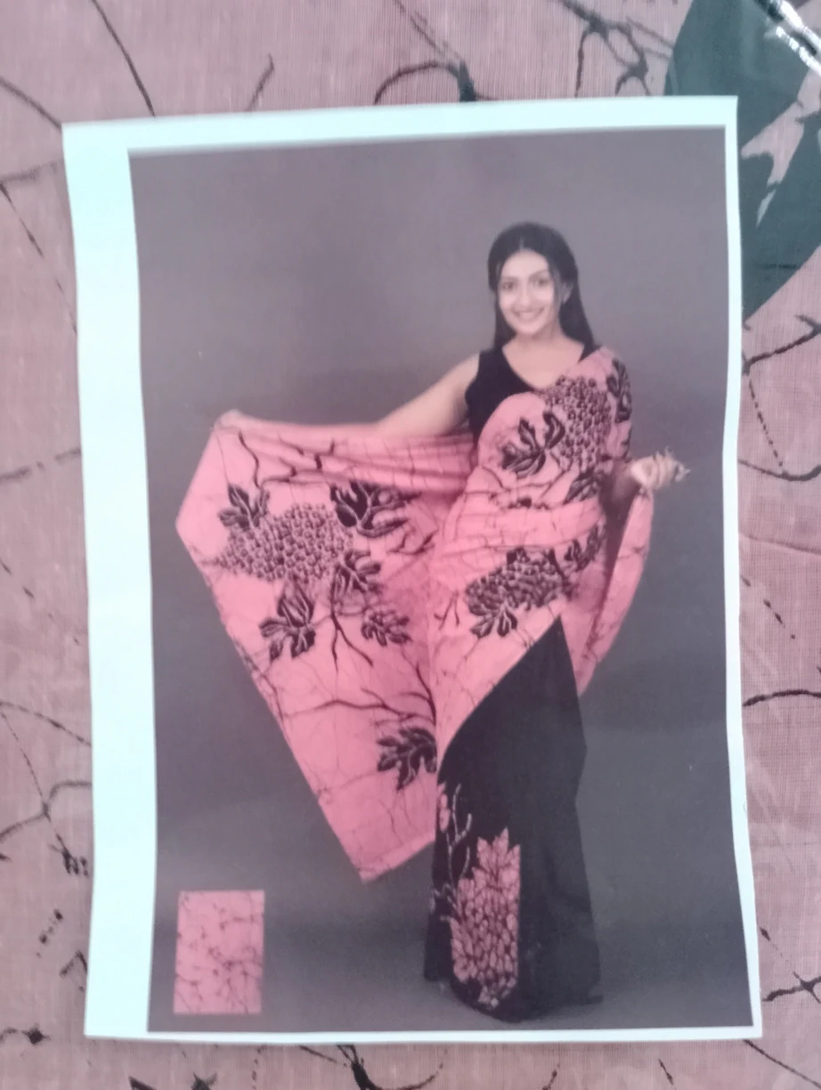 Batik Indian Budget Cotton Saree - Veets - Pink Black Mix